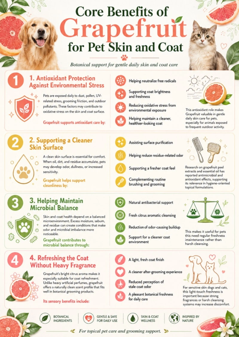 Core Benefits of Grapefruit for Pet Skin and Coat